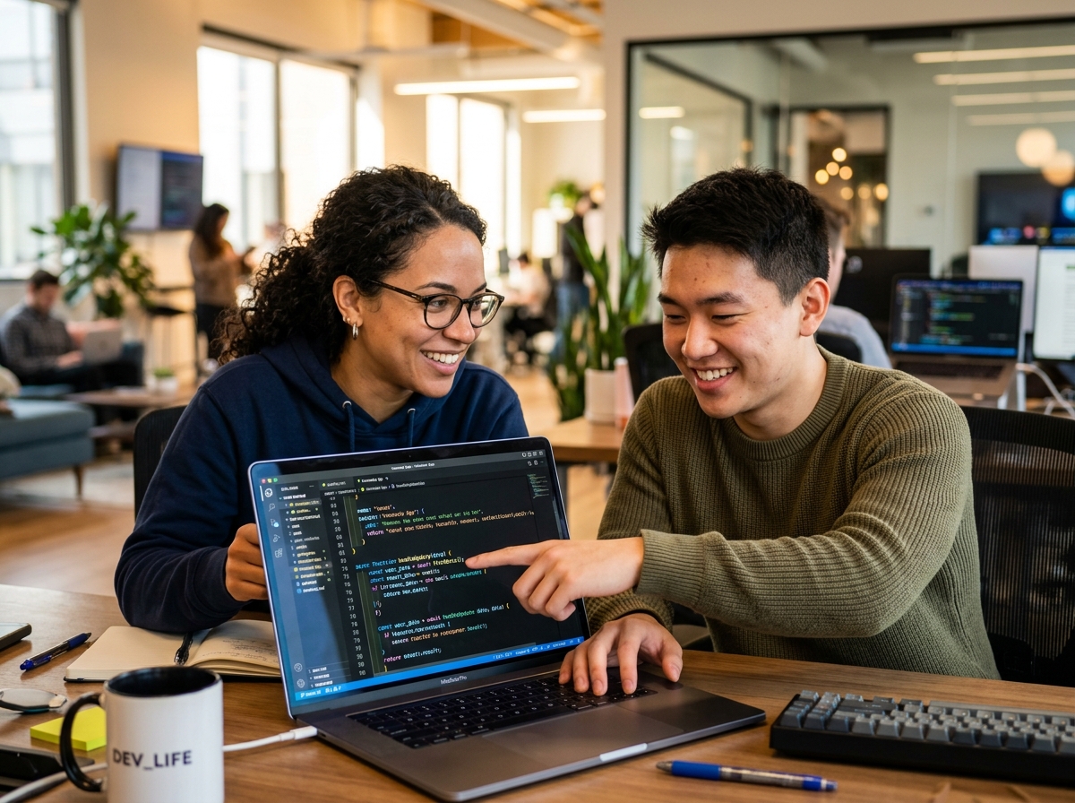 Engineers working on clean code